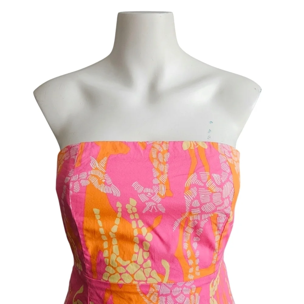 Lilly Pulitzer Strapless Franco Style Bella Giraffe Shift Dress Size 2 EUC - Picture 2 of 8